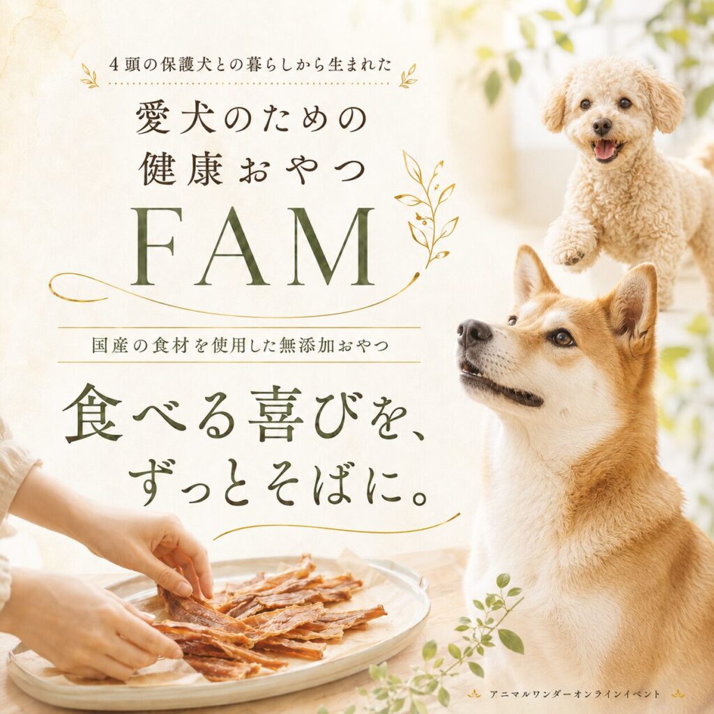 「食べる喜びを、ずっとそばに。」愛犬のための健康おやつ FAM